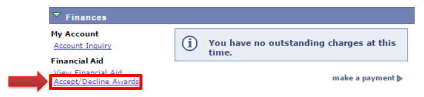 Finance section of mycerritos