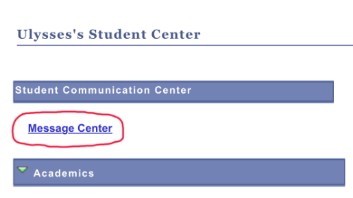 Message Center on MyCerritos